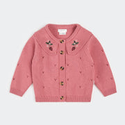 Berry Pointelle Knit Cardigan