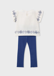 Leggings and Embroidered T-shirt Set