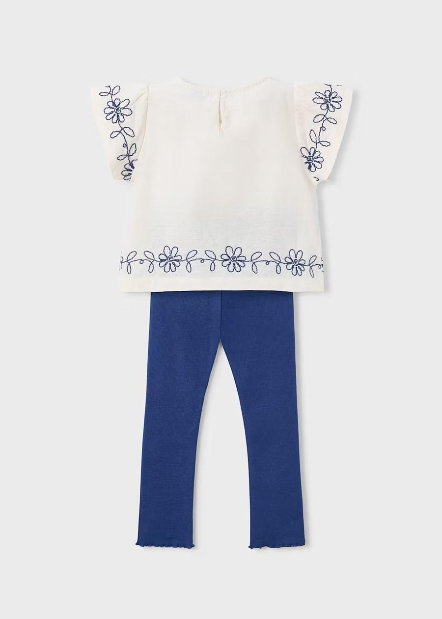 Leggings and Embroidered T-shirt Set