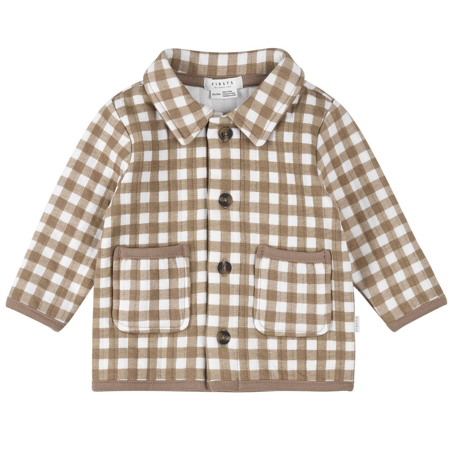 Gingham Quilted Cardigan