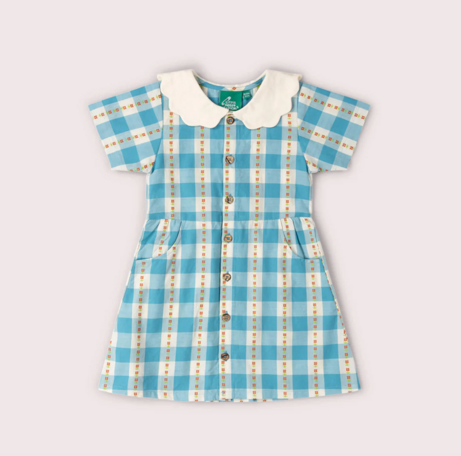 Blue Flowers Short Sleeve Dress