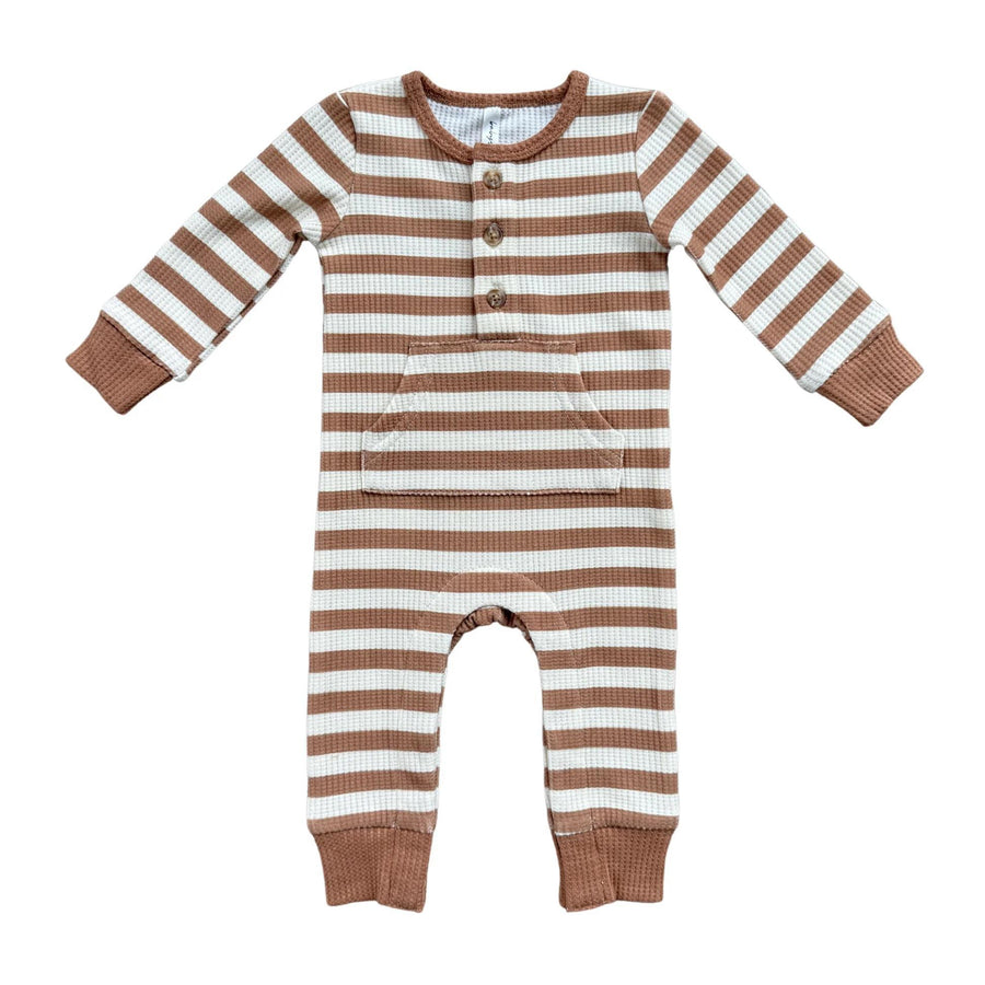 Waffle Romper Carmel Stripe