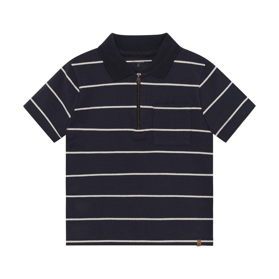 Navy Stripe Half-Zip Polo Shirt