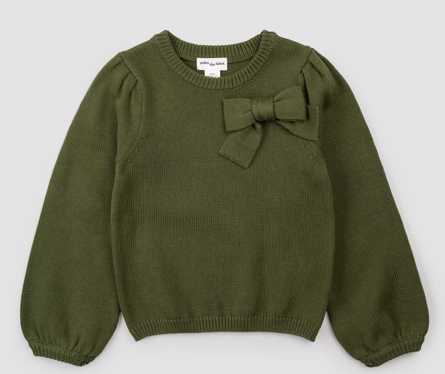 Winter Moss Bow Sweater