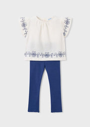 Leggings and Embroidered T-shirt Set