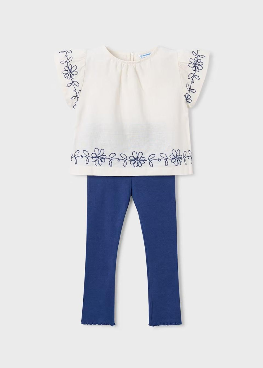 Leggings and Embroidered T-shirt Set
