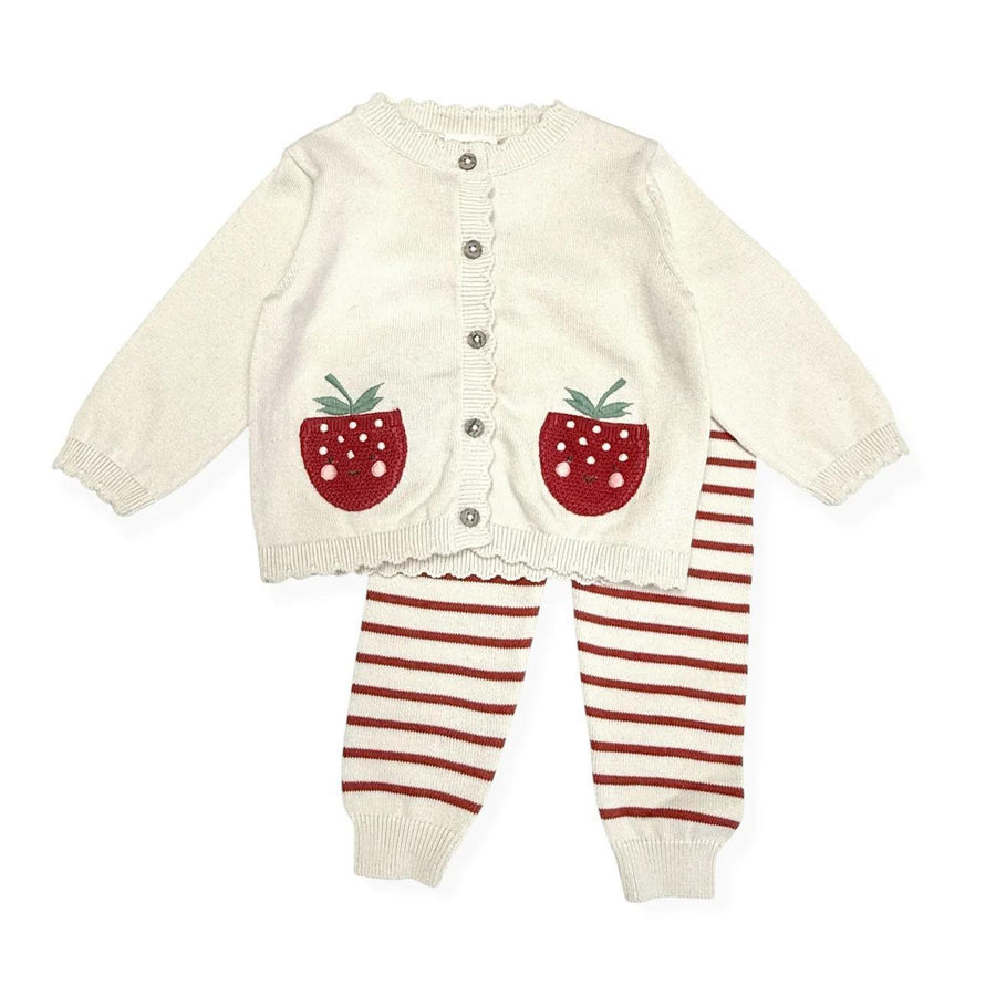 Strawberry Cardigan & Pants Set