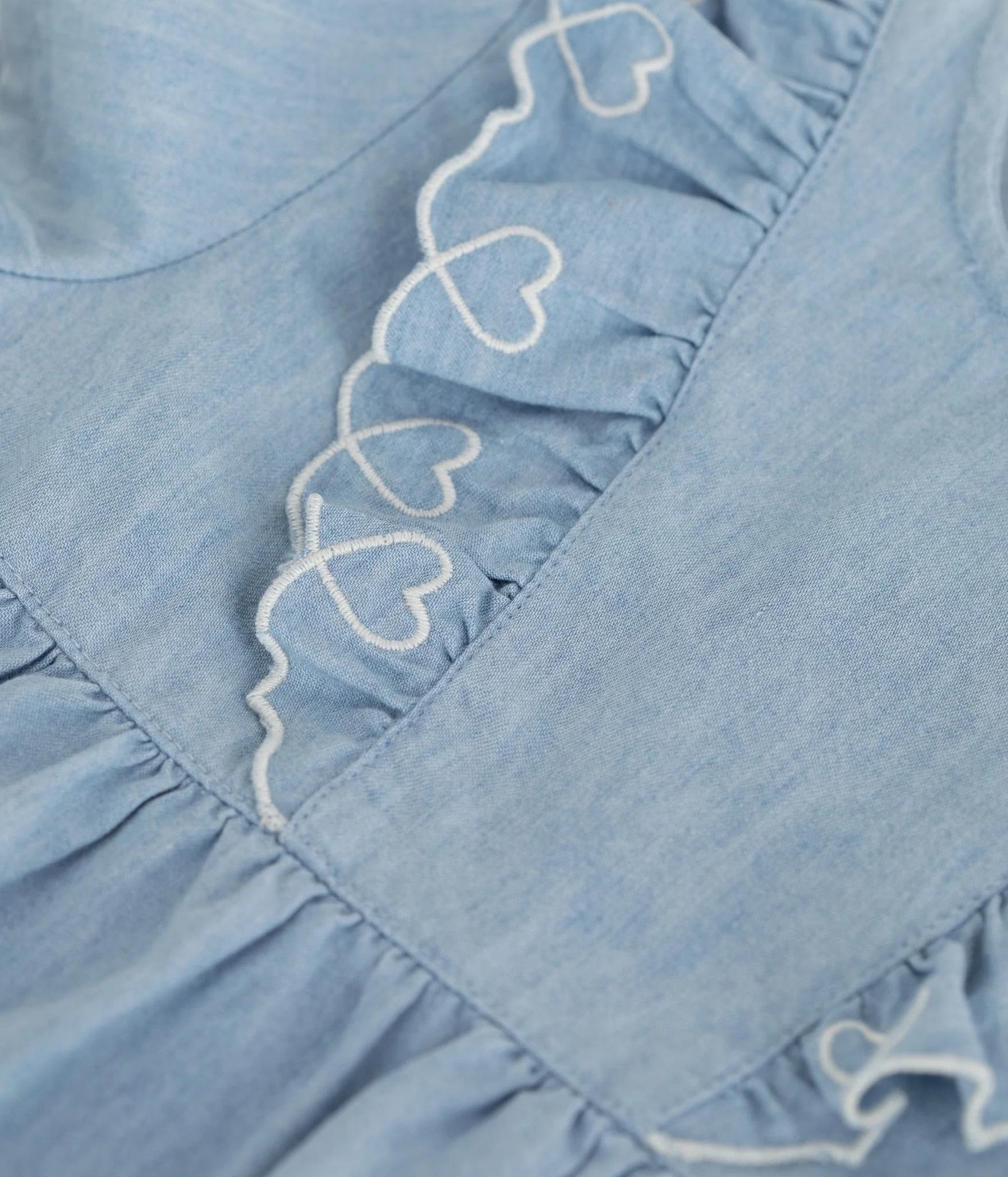 Baby Girl Chambray Dress with Ruffles