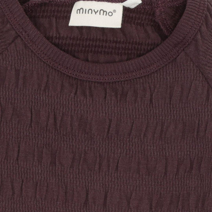 Plum Smocked Texture Long-Sleeve Top