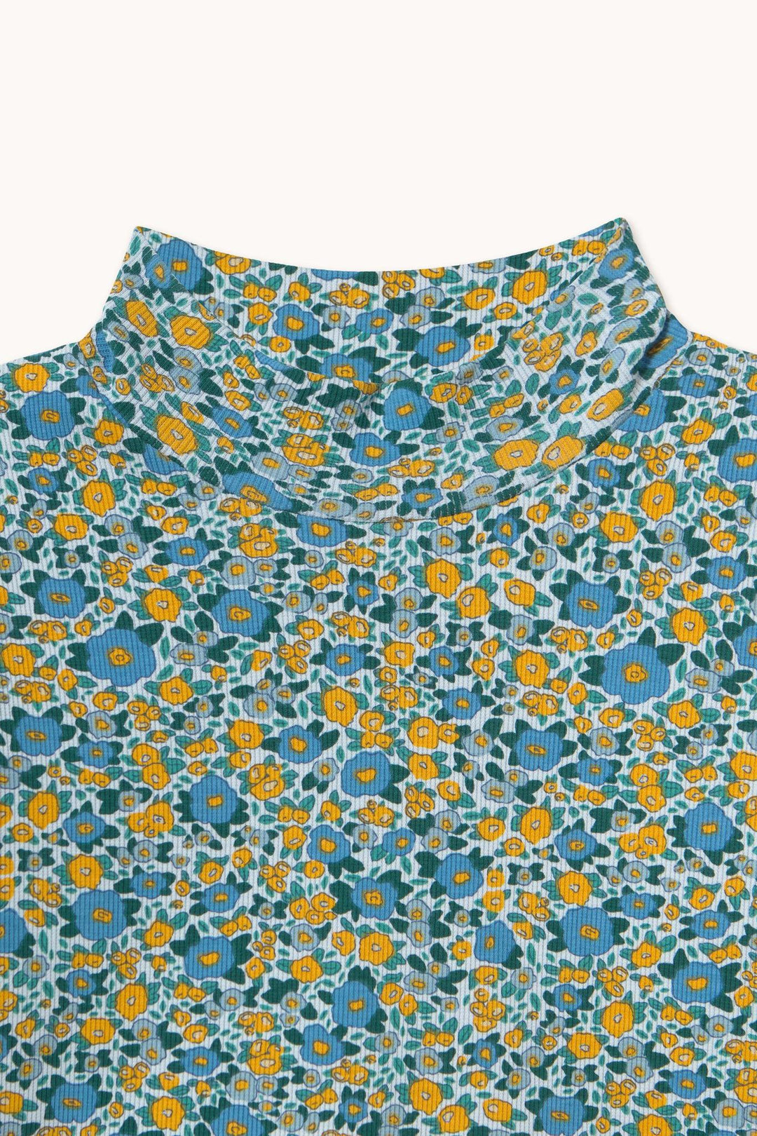 Flower Pattern Rib Mockneck