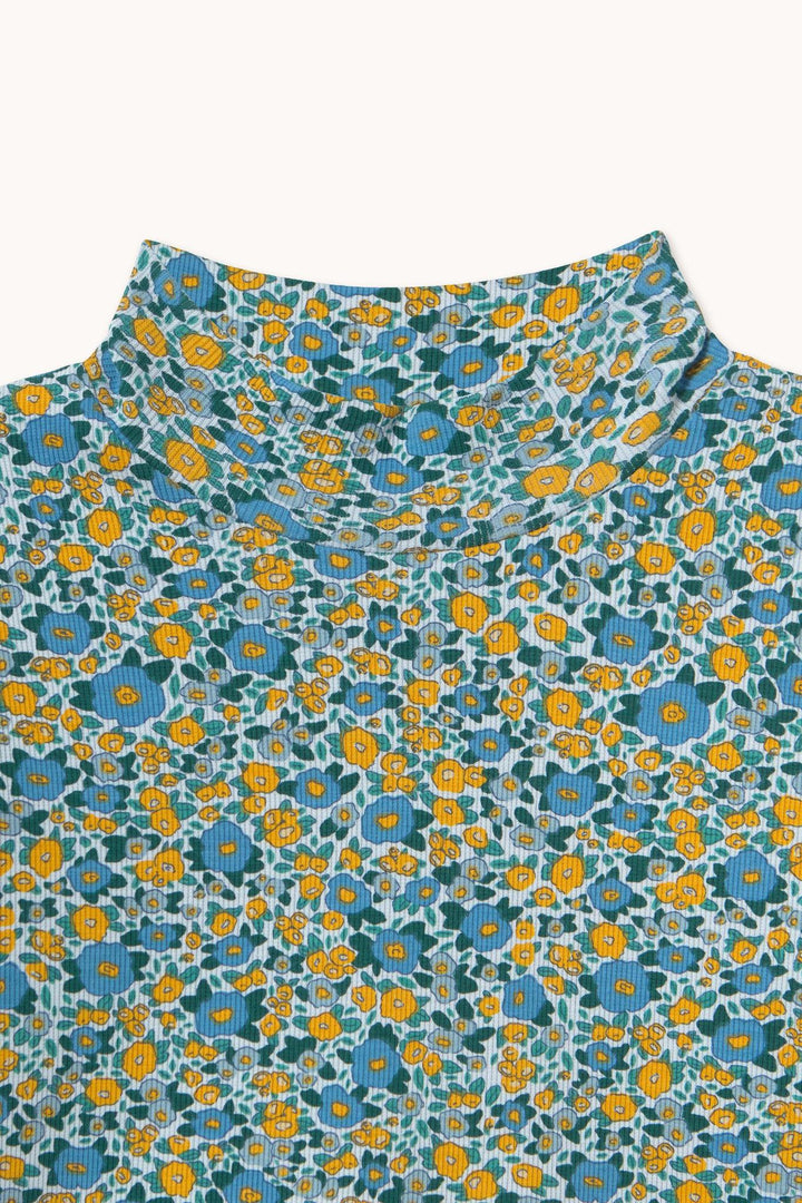 Flower Pattern Rib Mockneck
