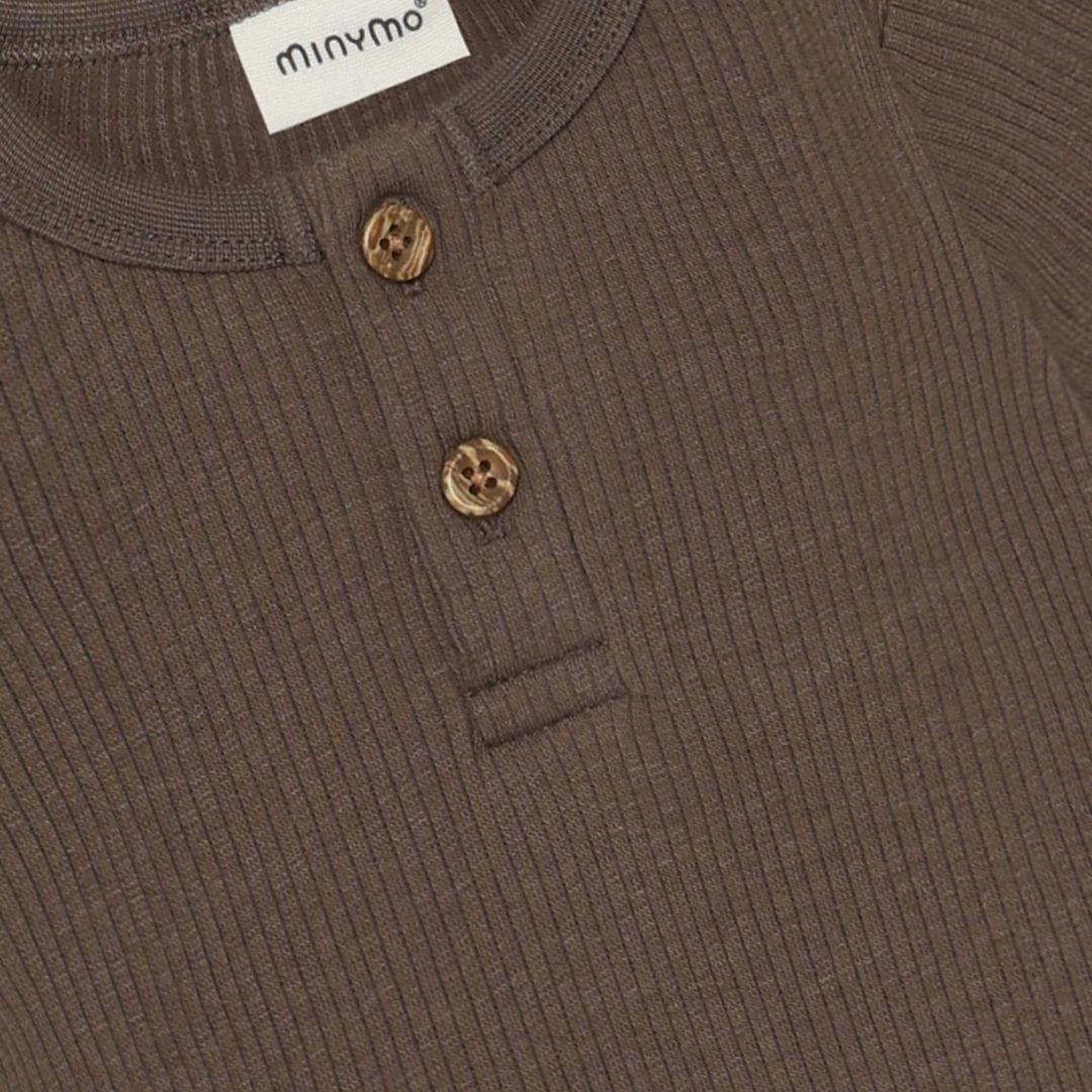 Brown Ribbed Henley Onesie