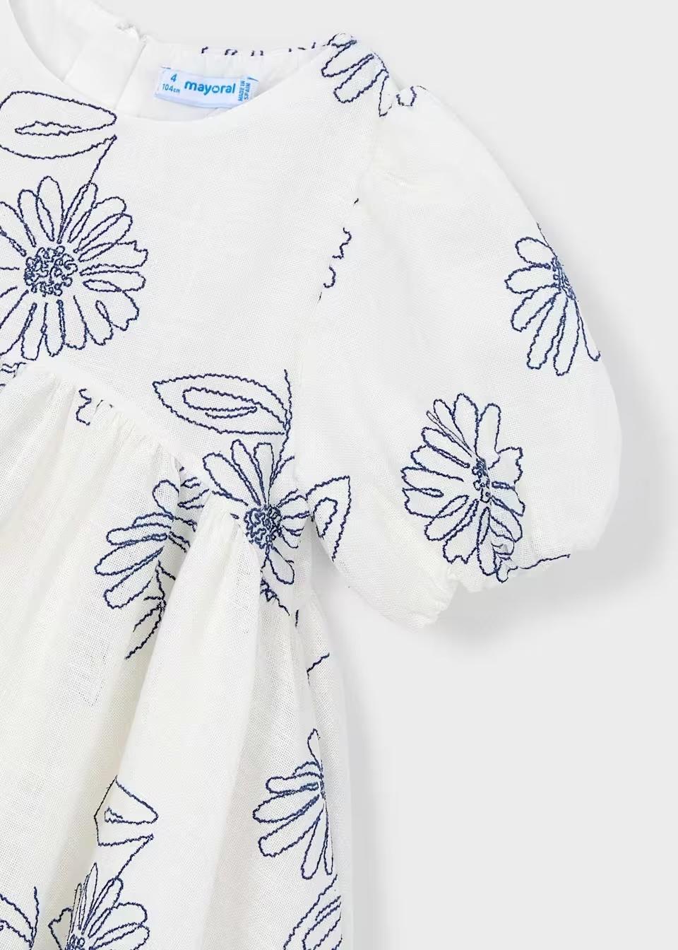 Puff Sleeve Embroidered Dress