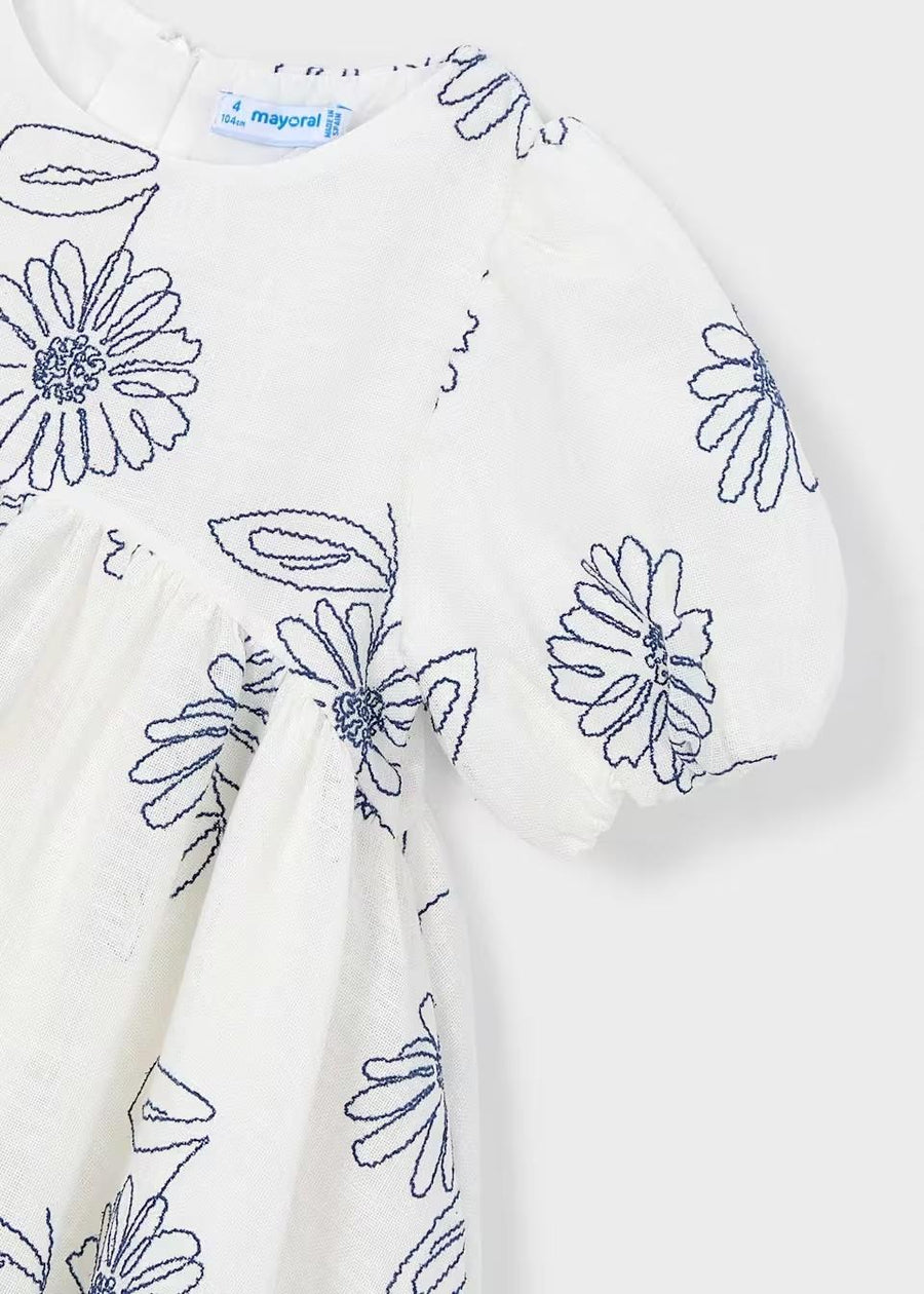 Puff Sleeve Embroidered Dress