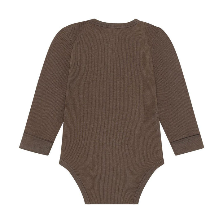 Brown Ribbed Henley Onesie