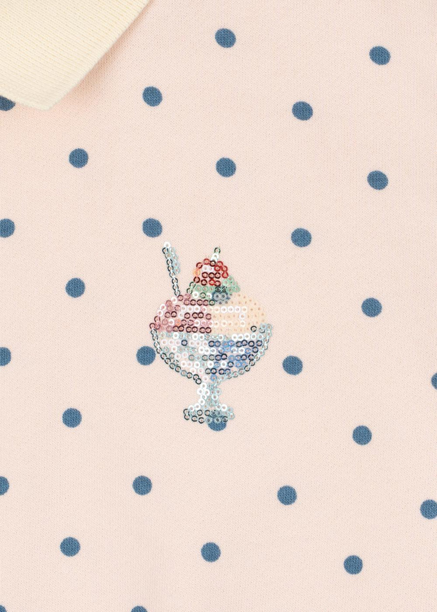 Spotty LS Polo - Rosewater Dot