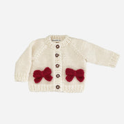 Bow Cardigan - Cream/Red