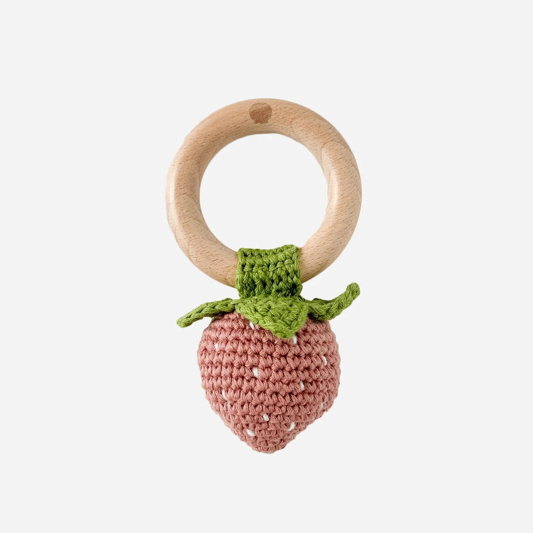 Strawberry Teether Rattle - Pink