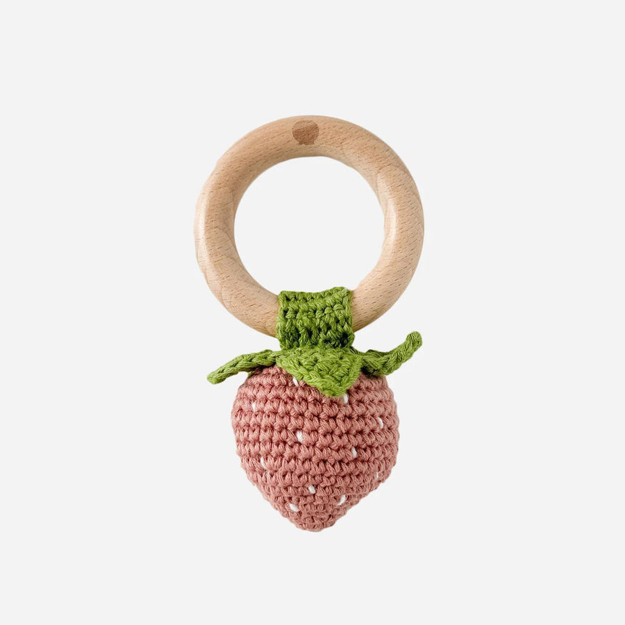 Strawberry Teether Rattle - Pink