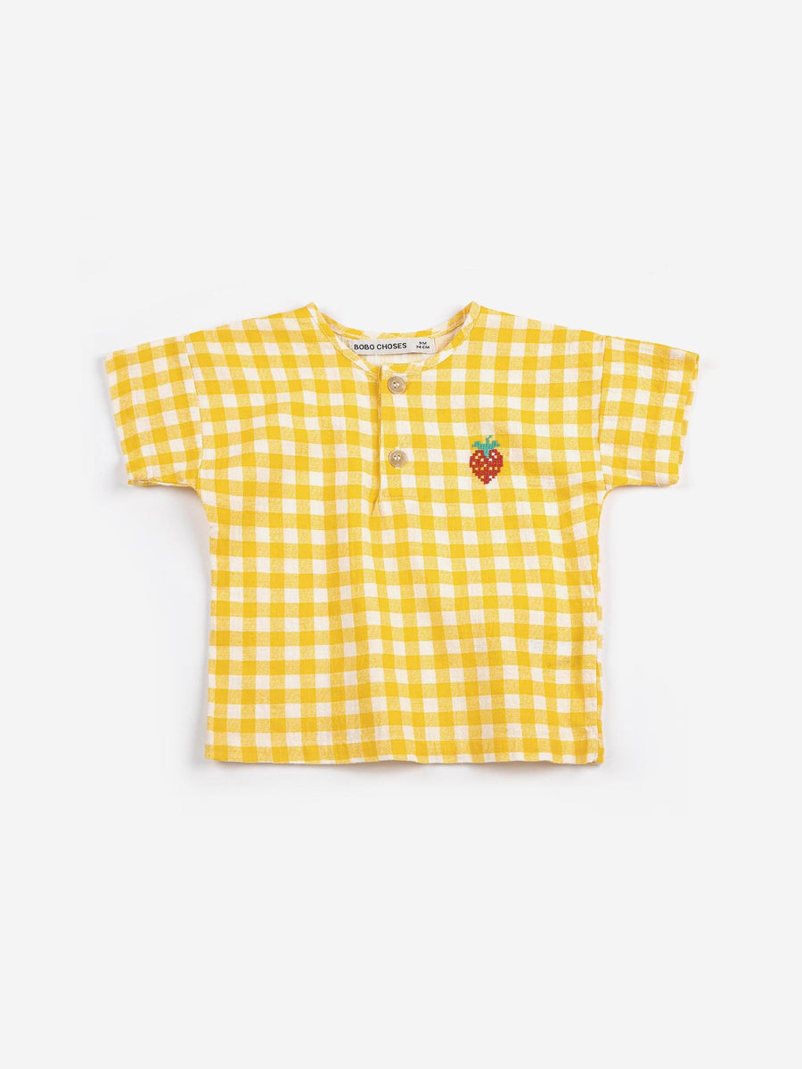 Pixel Strawberry Vichy Woven Blouse