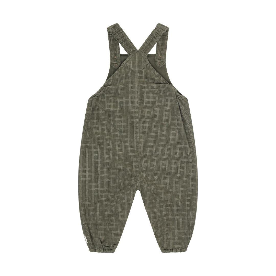 Olive Green Check Corduroy Overalls