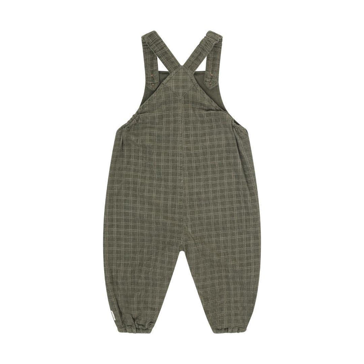 Olive Green Check Corduroy Overalls