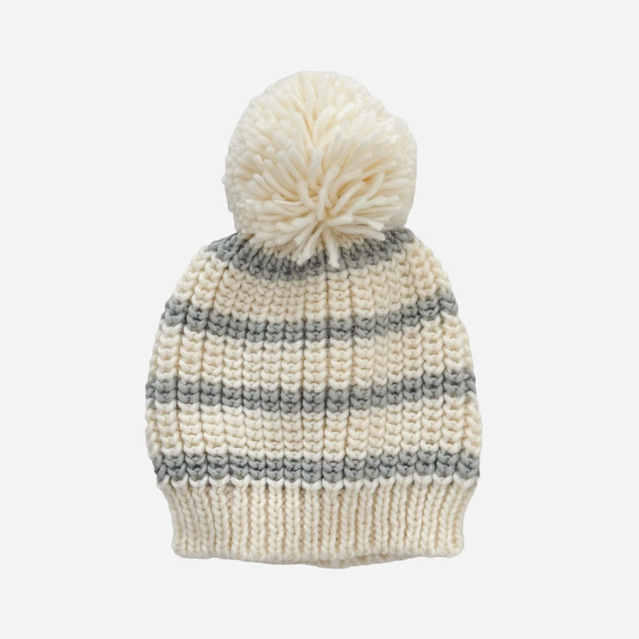 Knit Stripe Hat Bowie Grey