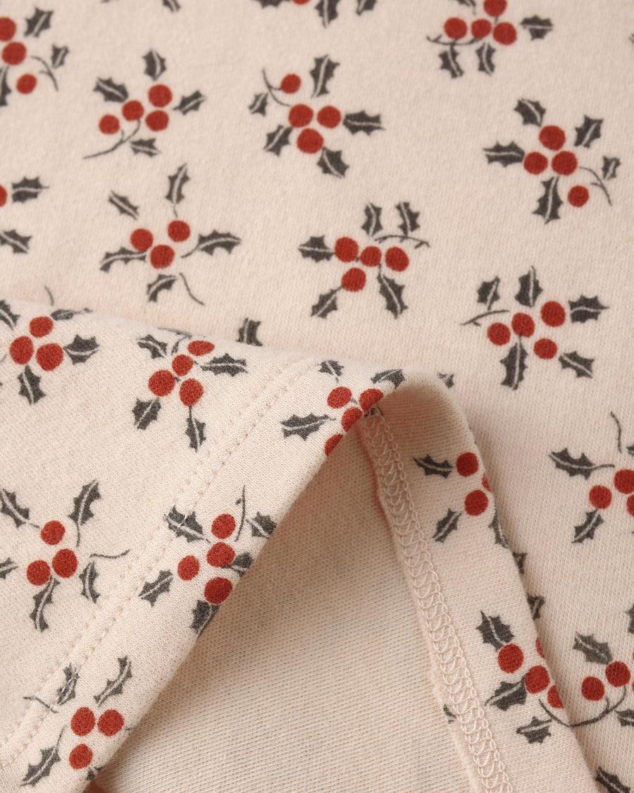 Organic Long John Pajamas - Holly Berry