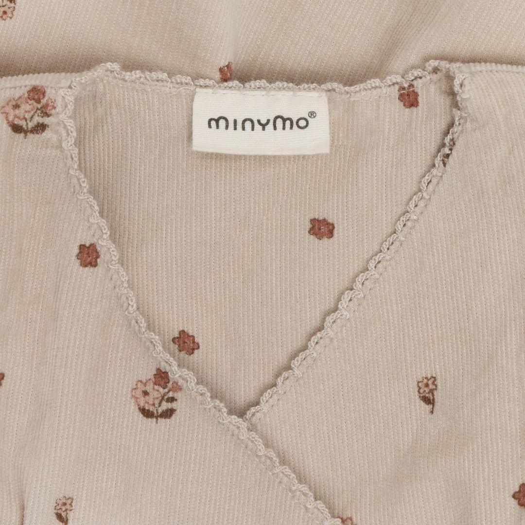 Beige Floral Corduroy Wrap Dress