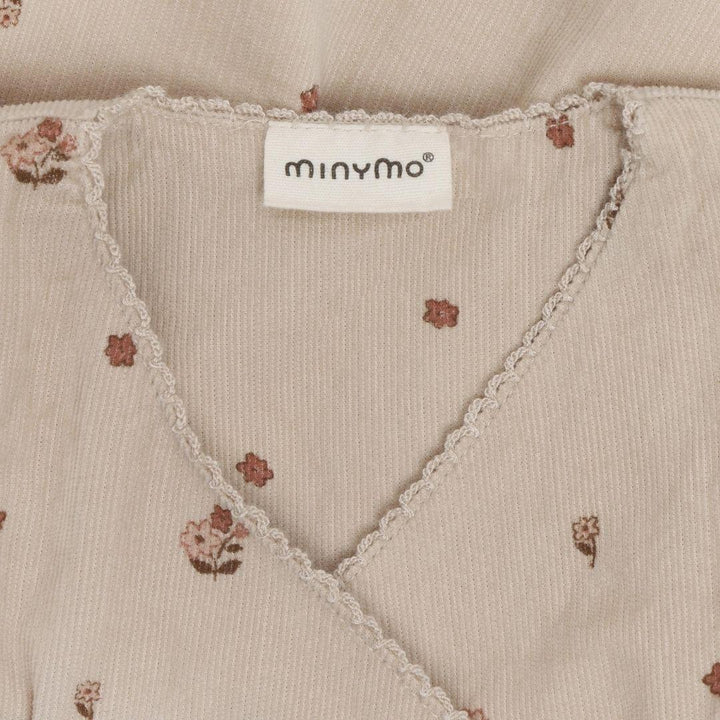Beige Floral Corduroy Wrap Dress