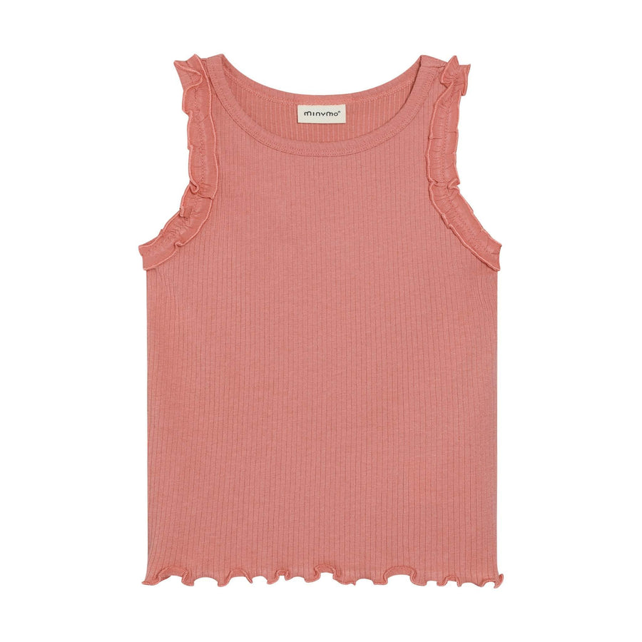 Rose Ribbed Ruffle Tank Top
