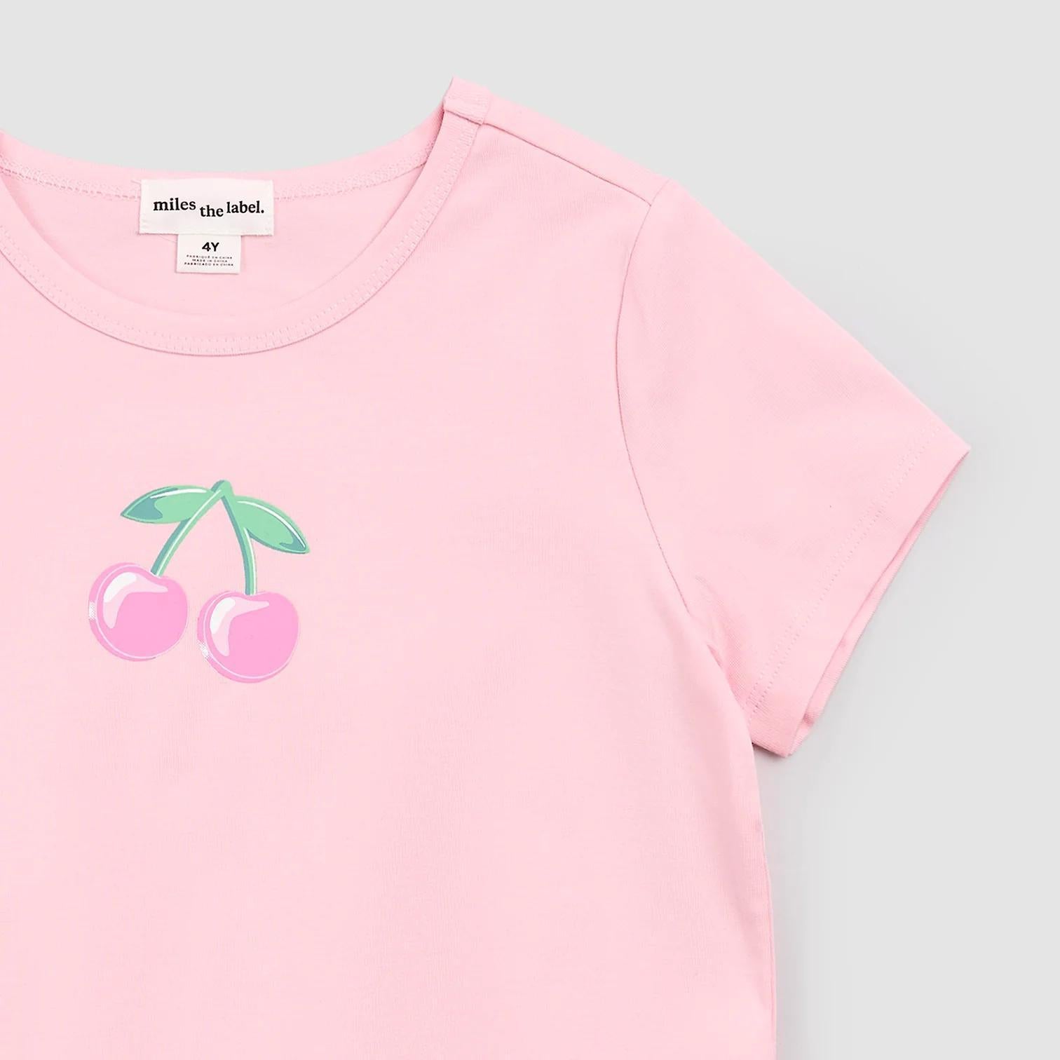 Cherries on Pink Ruched T-Shirt