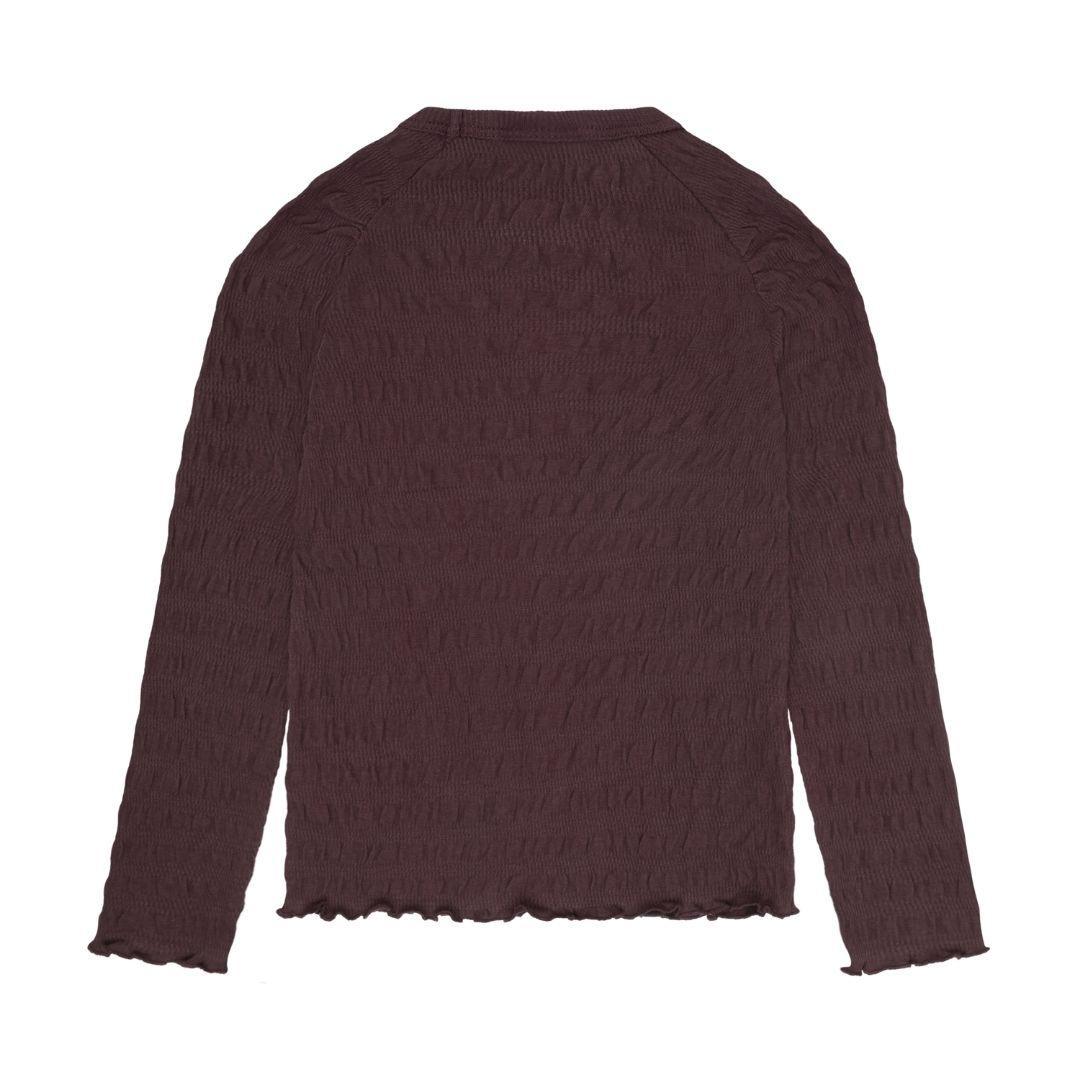 Plum Smocked Texture Long-Sleeve Top