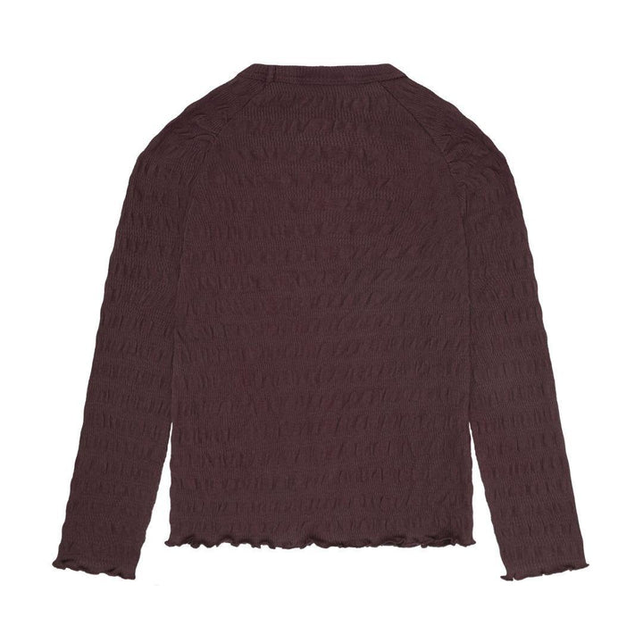 Plum Smocked Texture Long-Sleeve Top