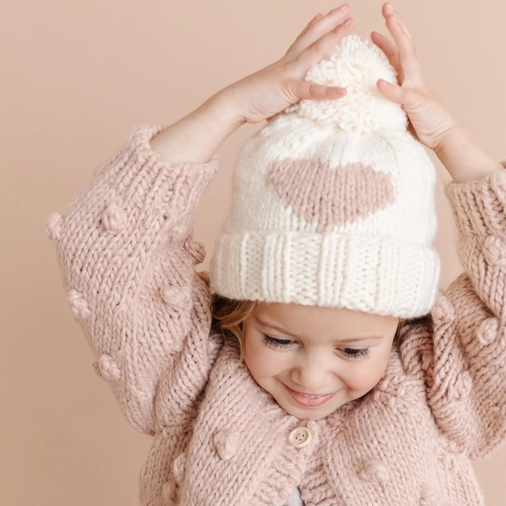 Heart Knit Hat - Blush