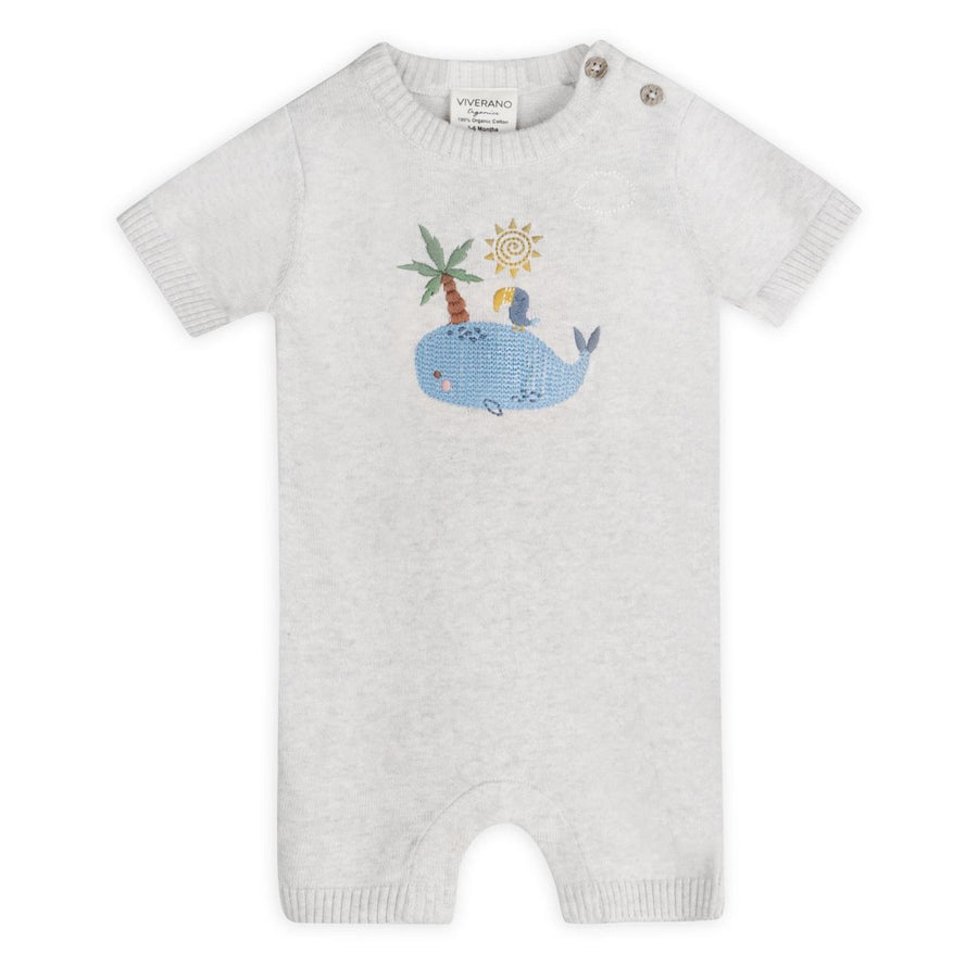 Whale & Bird Knit Romper