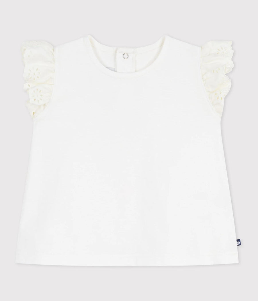 Baby Girl SS Tee with Ruffle Sleeves