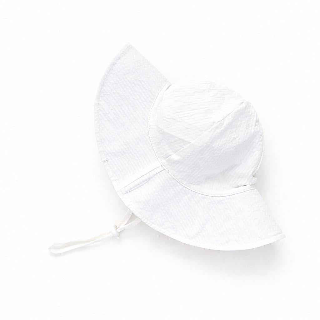 White Seersucker Sun Hat