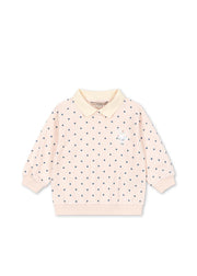 Spotty LS Polo - Rosewater Dot
