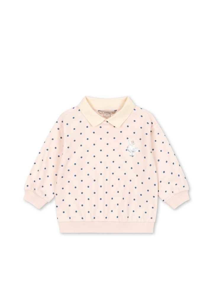 Spotty LS Polo - Rosewater Dot