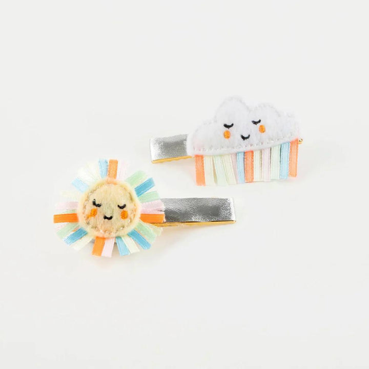 Rainbow Sun &amp; Cloud Hair Clips