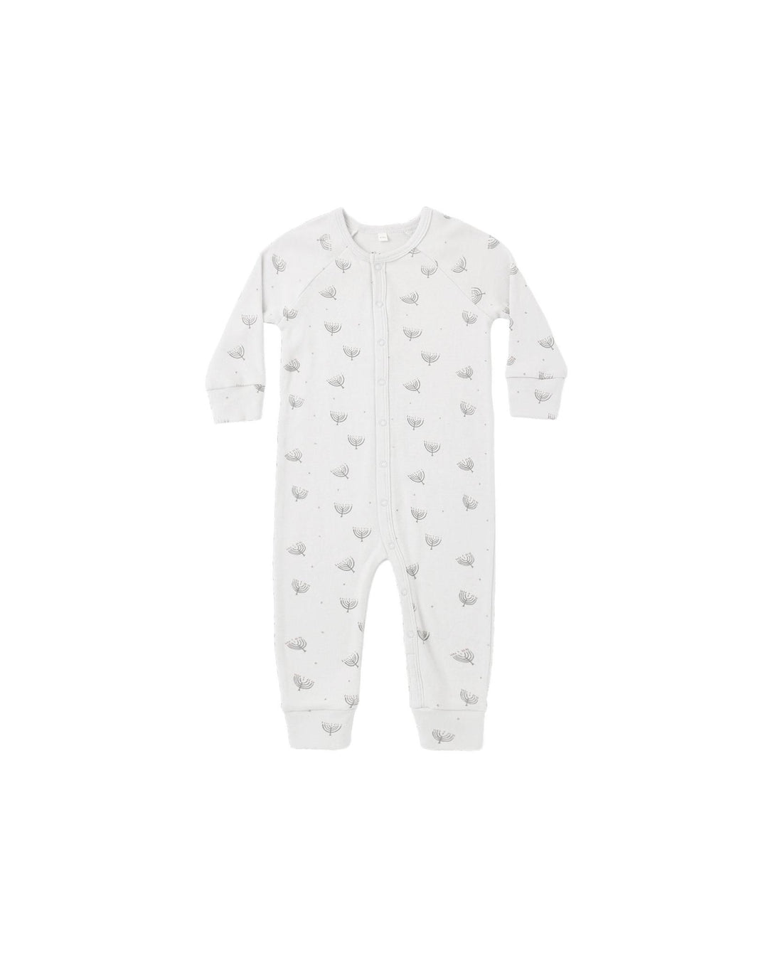 Organic Long John Pajama - Hanukkah - Fog Blue