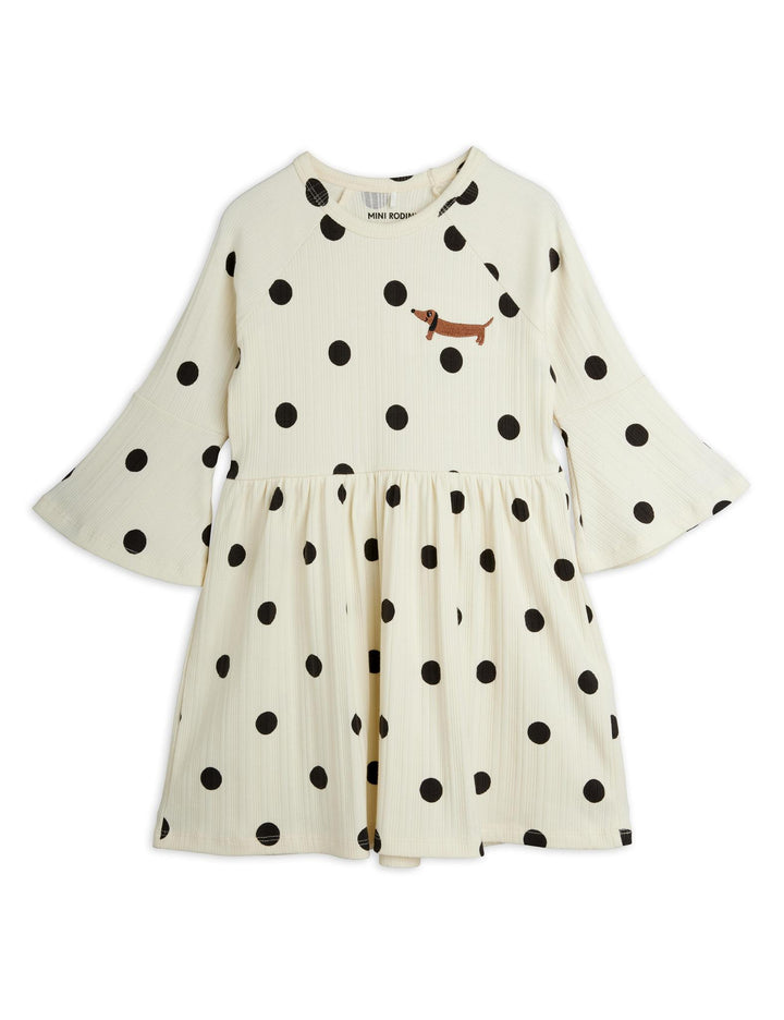 Dots Dog Trumpet Sleeve Dress