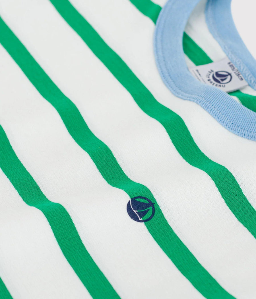 Boy Stripe Tee with Blue Trim