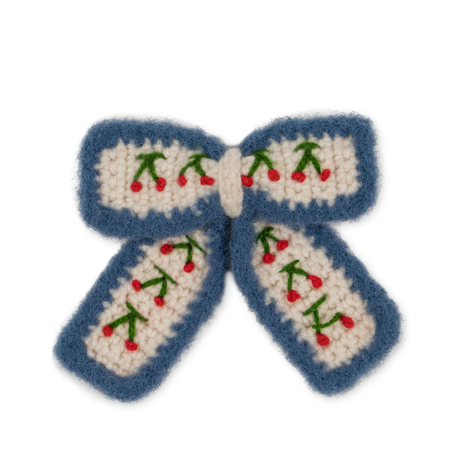 Cherry Crochet Bow Clip