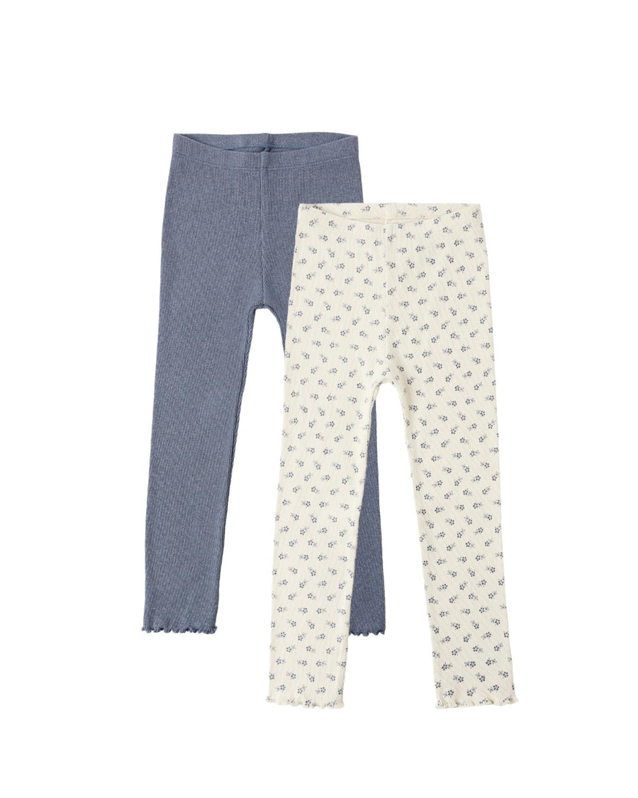 Ribbed Legging Set - Blue Ditsy/Marine