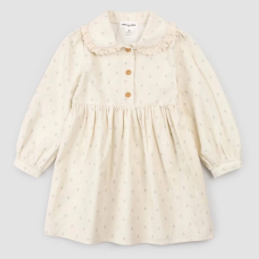 Cream Collared Corduroy Dress
