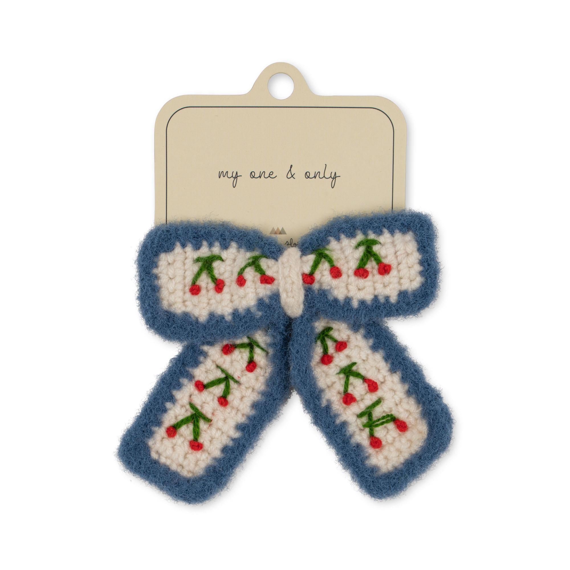 Cherry Crochet Bow Clip