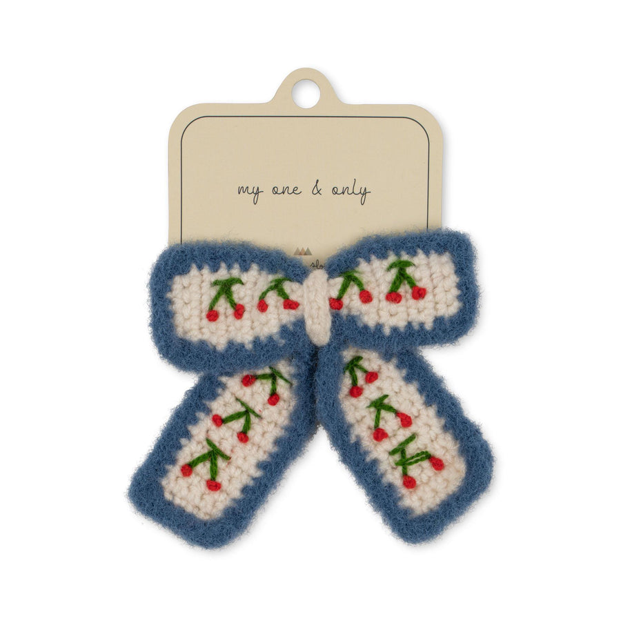 Cherry Crochet Bow Clip