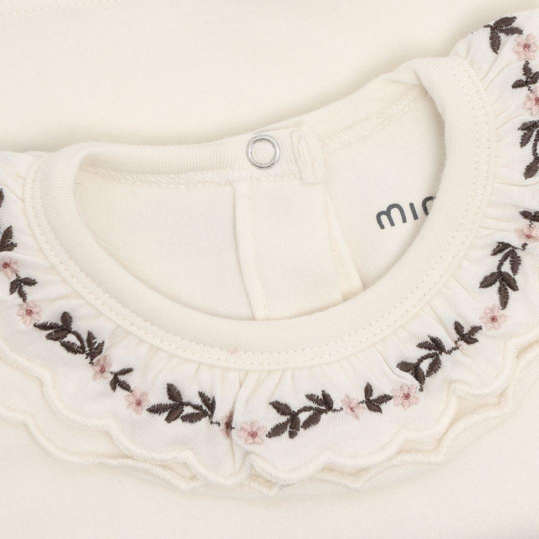 Cream Embroidered Frill Collar Top
